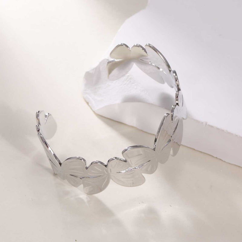 Women's Open Bangle with Elegant Wave Design Land Girl