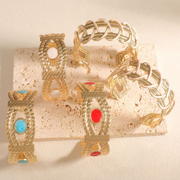 Women Open Bangle with Artistic Braiding Pattern Land Girl