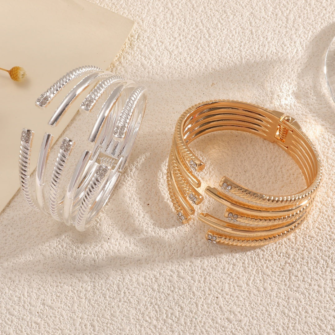 Women's Open Bangle with Modern, Layered Design Land Girl