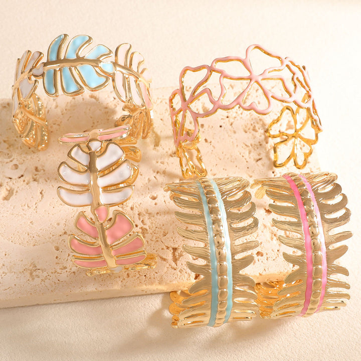 Women Open Bangle in Elegant Leaf Design Land Girl
