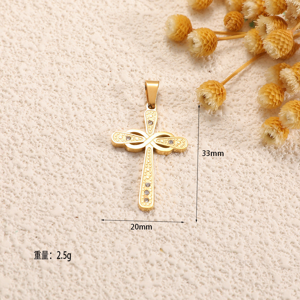 Ladies cross pendant with heart-shaped design and sparkling accents Land Girl