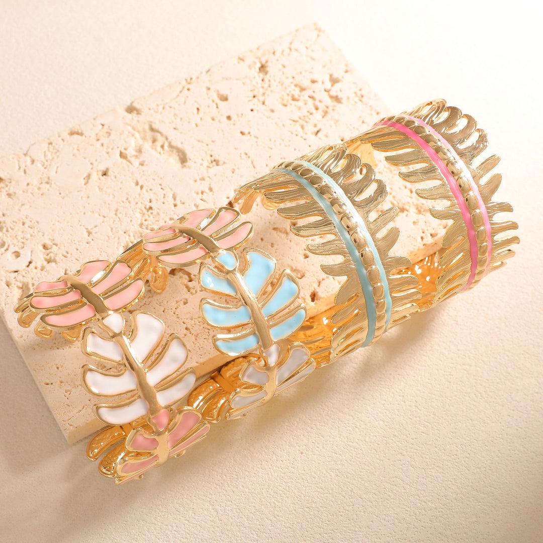 Women Open Bangle in Elegant Leaf Design Land Girl