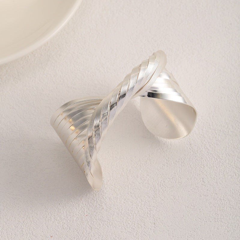 Ladies Open Bangle with Artistic Fold Design Land Girl
