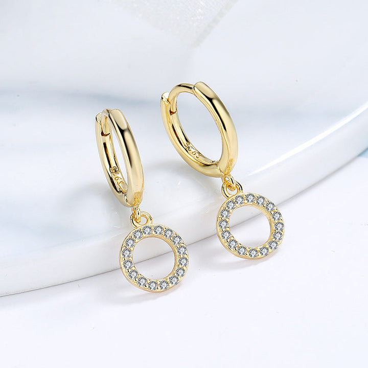 Women's earrings with sparkling circle pendant Land Girl