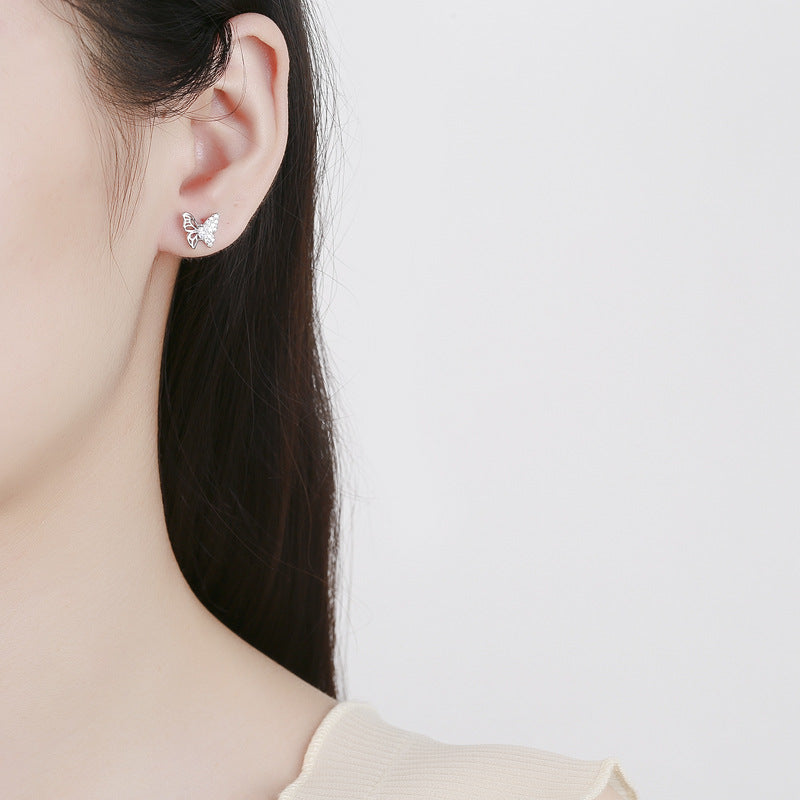 Ladies earrings in an elegant butterfly design with sparkling zirconia Land Girl