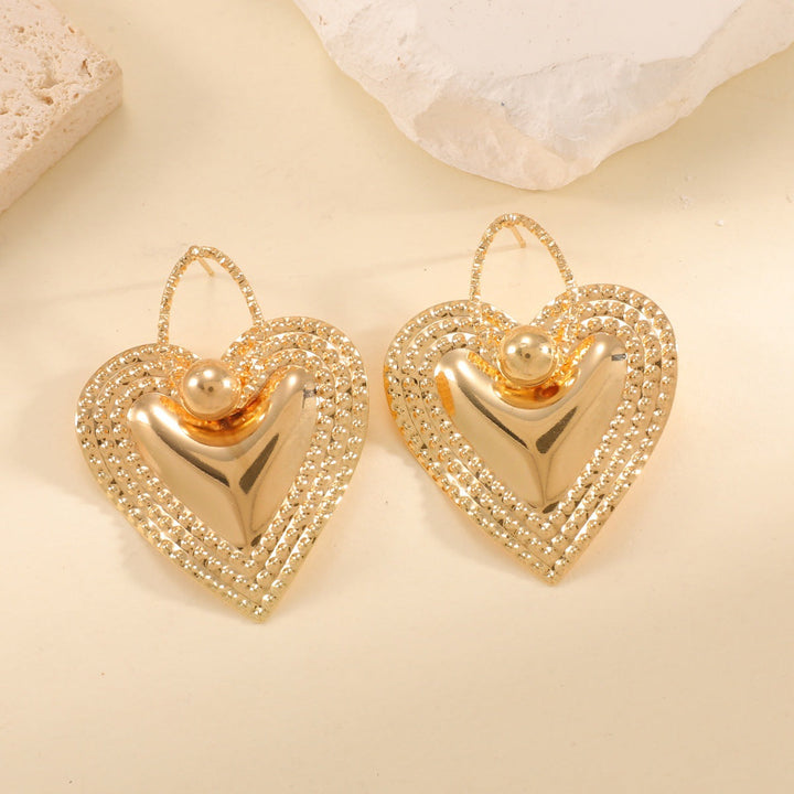 Ladies Heart-Shaped Earrings with Sparkling Zircon Decorations Land Girl