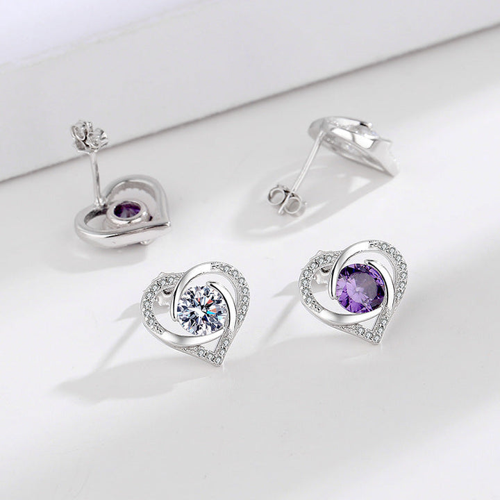 Ladies earrings in elegant heart design with shimmering zirconia Land Girl