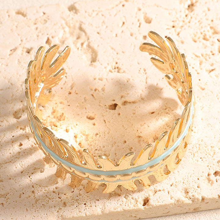 Women Open Bangle in Elegant Leaf Design Land Girl