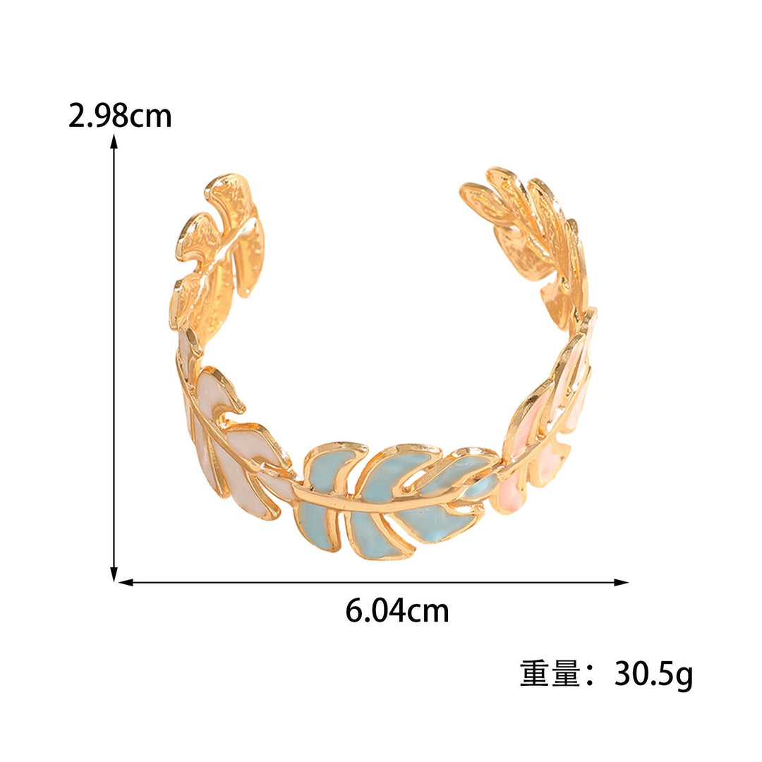 Women Open Bangle in Elegant Leaf Design Land Girl