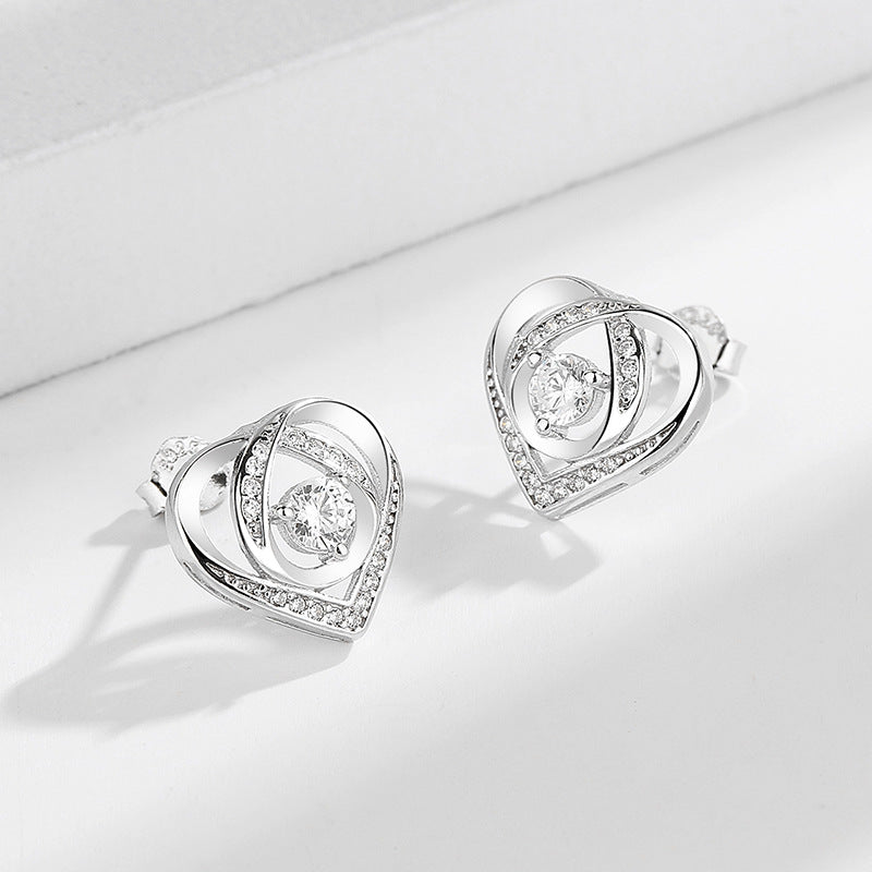 Women's earrings in elegant heart design with sparkling zirconia Land Girl