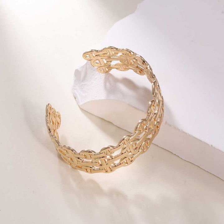 Women's Open Bangle in Modern Bamboo Design Land Girl