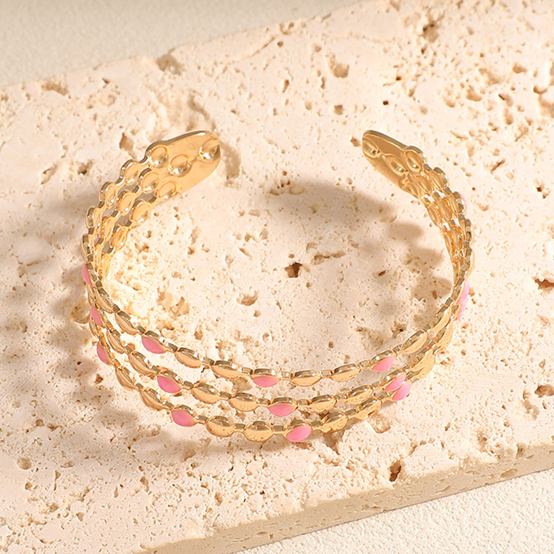 Women Open Bangle with Artistic Relief Design Land Girl