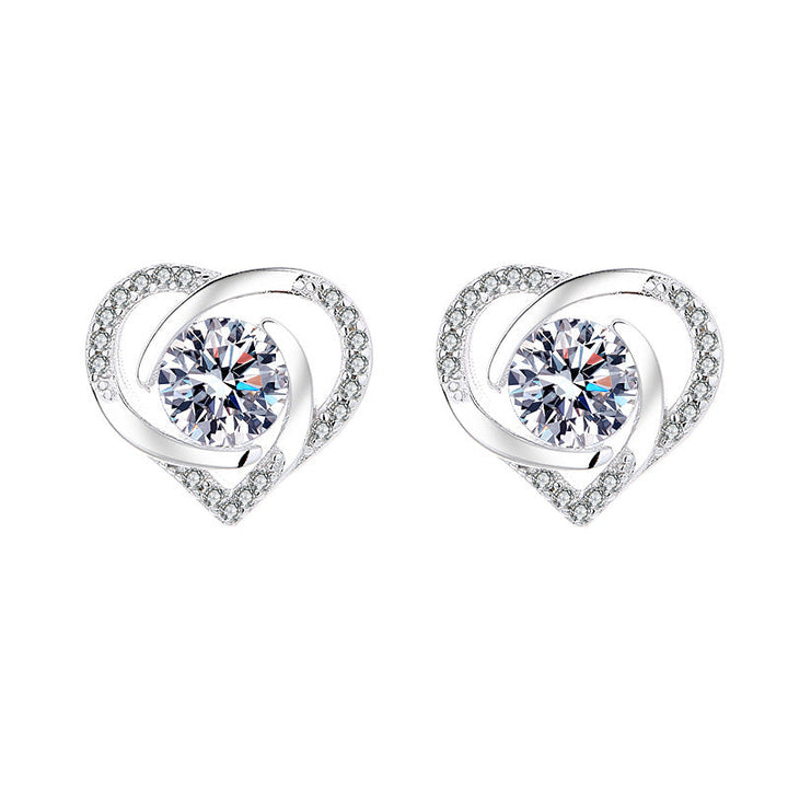 Ladies earrings in elegant heart design with shimmering zirconia Land Girl