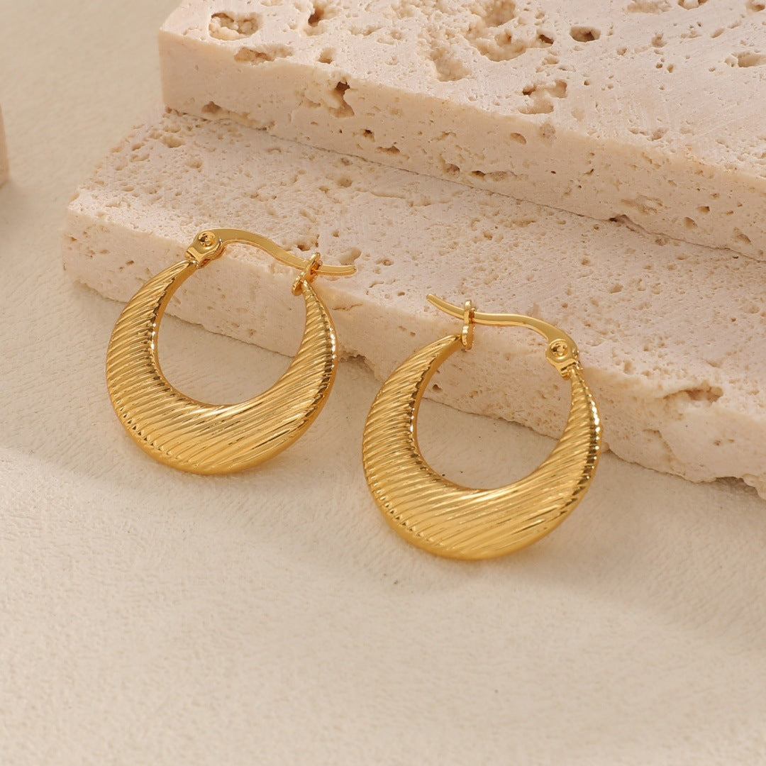 Women's Hanging Earrings with Integrated, Textured Design Land Girl