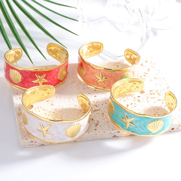 Women's Bangle with Maritime Shell and Starfish Design Land Girl
