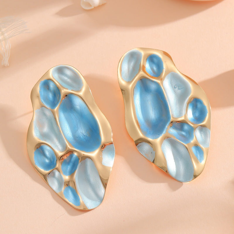 Ladies ear clips with elaborate, colorful shell design Land Girl
