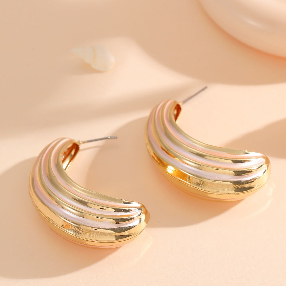 Women Hanging Earrings with Luxurious Gold and Pink Finish Land Girl