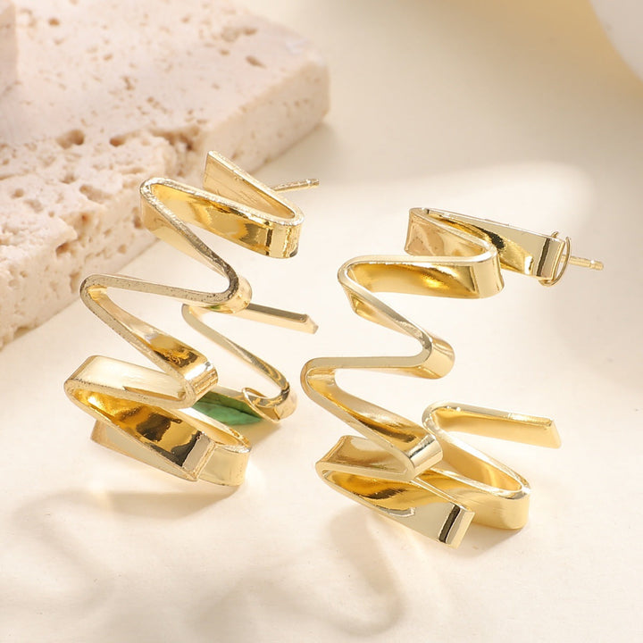 Women's Drop Earrings with Wavy Design Land Girl