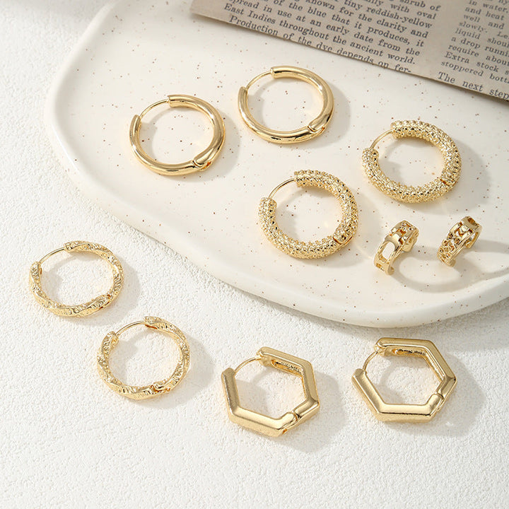 Women's hoop earrings with modern, textured design Land Girl