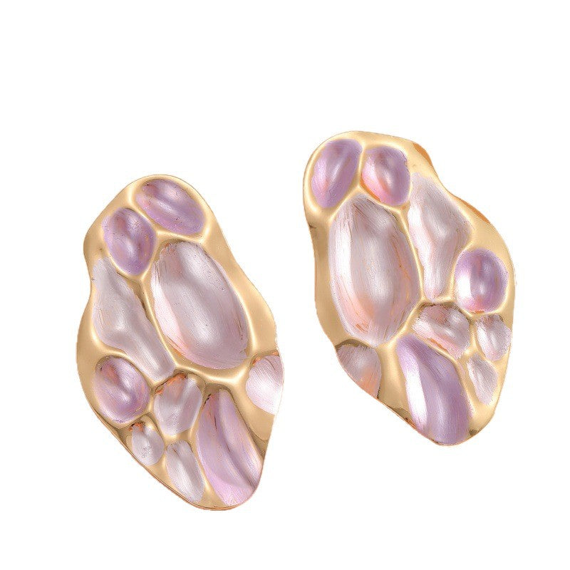 Ladies ear clips with elaborate, colorful shell design Land Girl