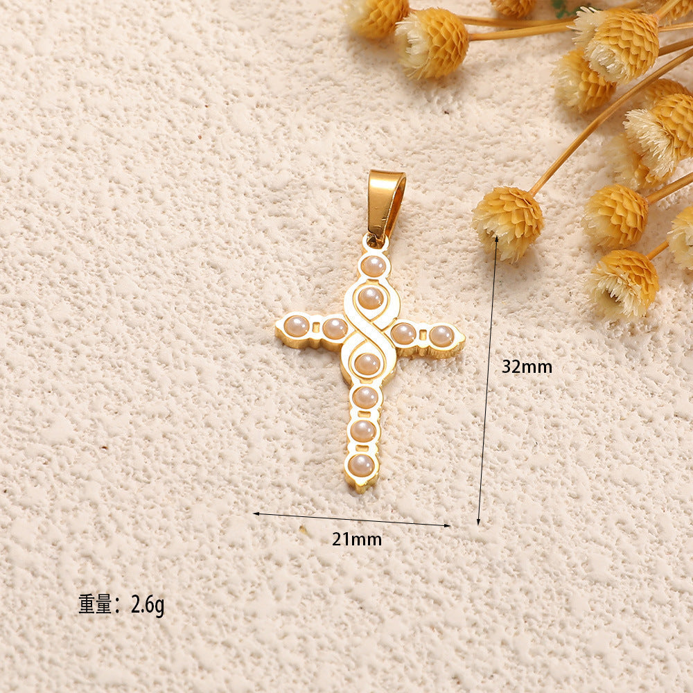 Ladies cross pendant with heart-shaped design and sparkling accents Land Girl