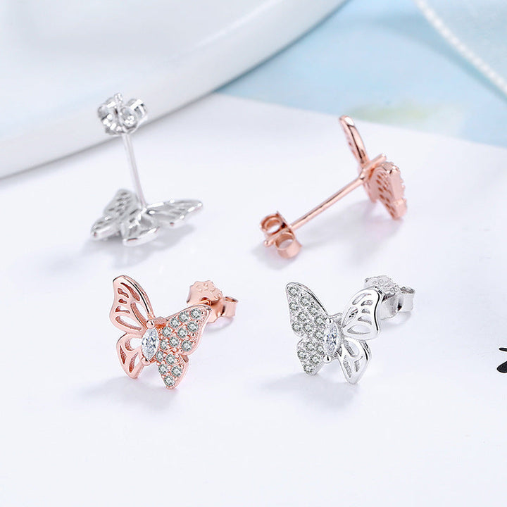 Ladies earrings in an elegant butterfly design with sparkling zirconia Land Girl