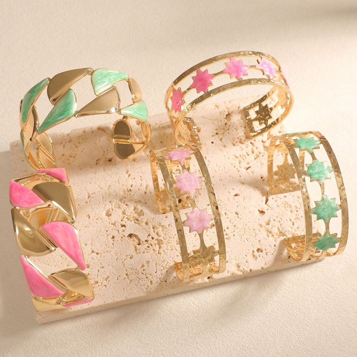 Women's Open Bangle with Elegant Leaf Design Land Girl