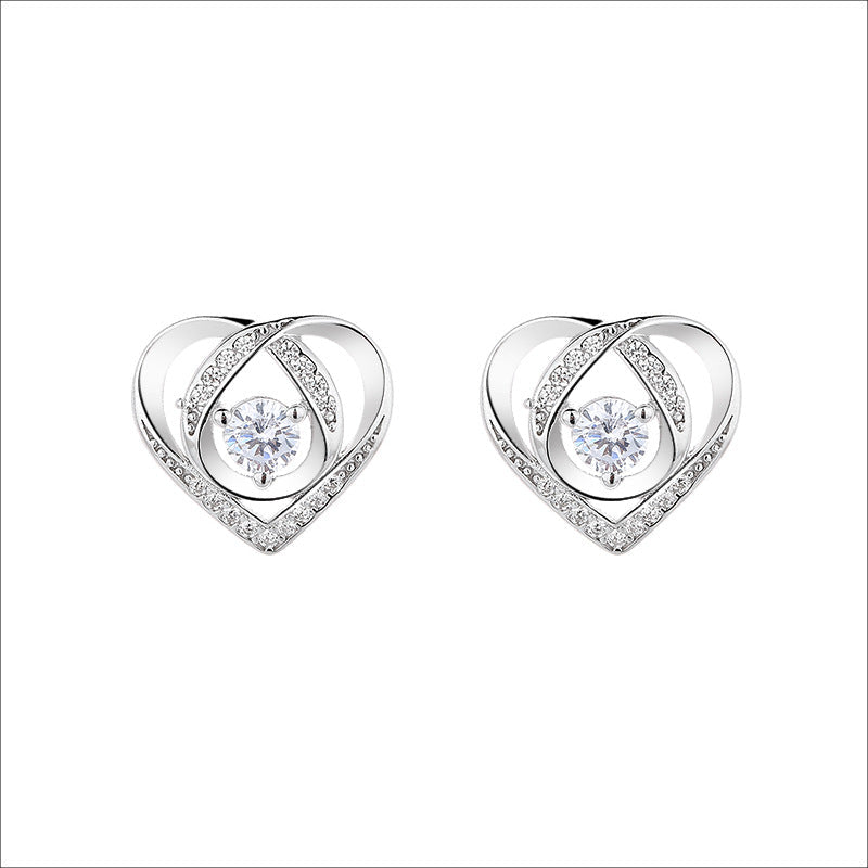 Women's earrings in elegant heart design with sparkling zirconia Land Girl