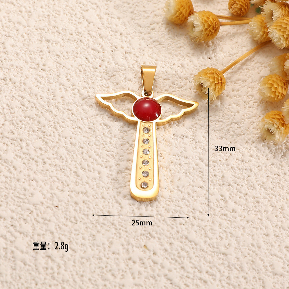 Ladies cross pendant with heart-shaped design and sparkling accents Land Girl