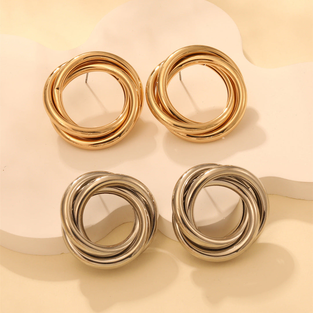 Women's Hanging Earrings with Elegant, Curved Ring Design Land Girl