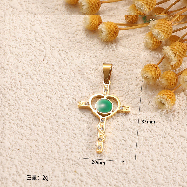 Ladies cross pendant with heart-shaped design and sparkling accents Land Girl