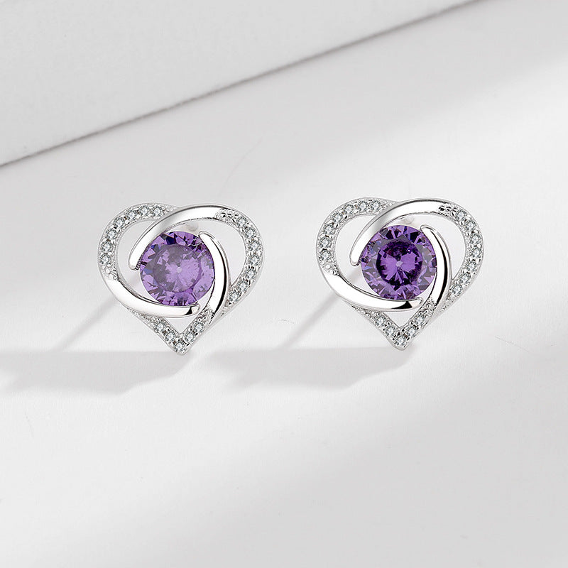 Ladies earrings in elegant heart design with shimmering zirconia Land Girl
