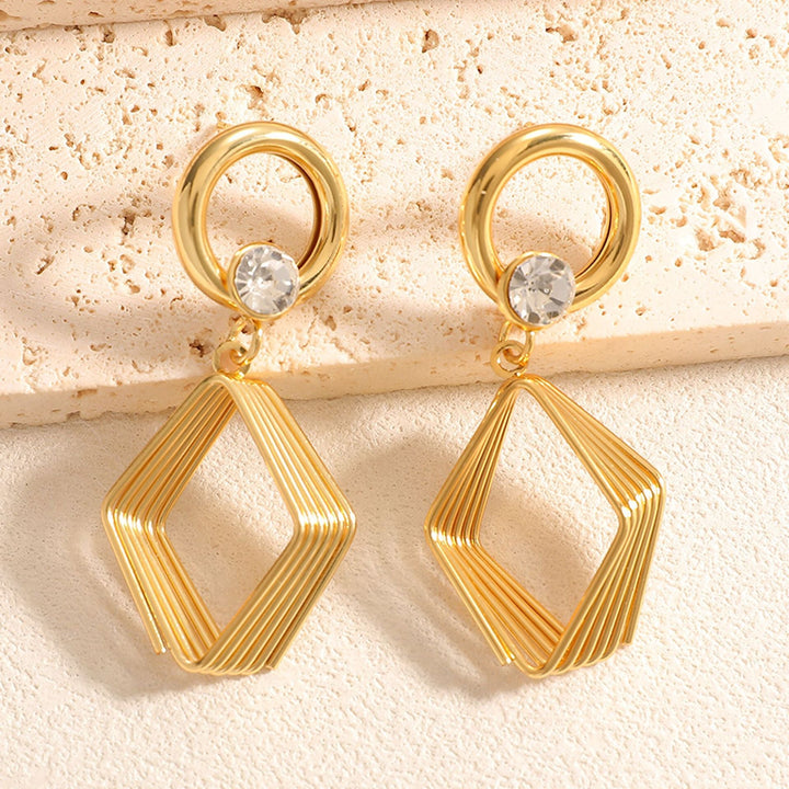 Women's Design Earrings with Geometric Wire Motif Land Girl