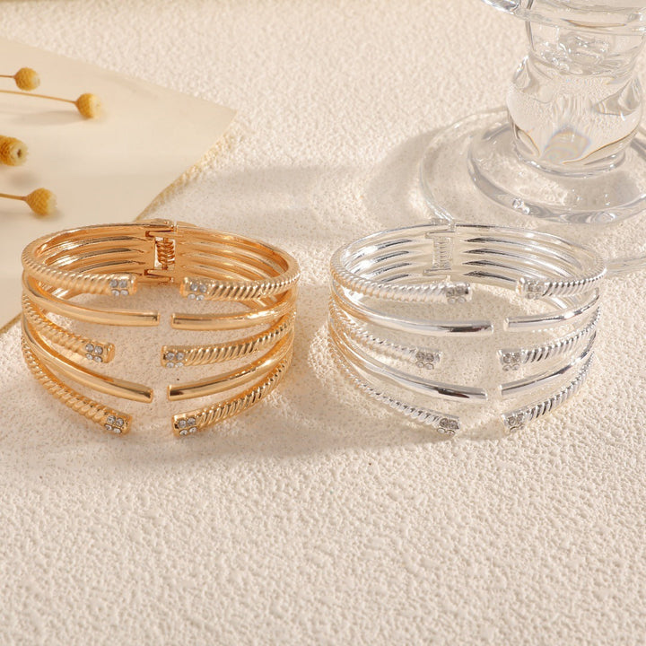 Women's Open Bangle with Modern, Layered Design Land Girl