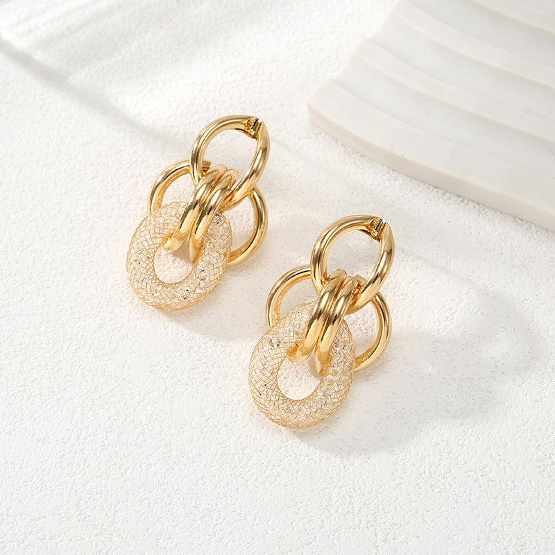 Ladies Hanging Earrings with Innovative, Gold-colored Design Land Girl