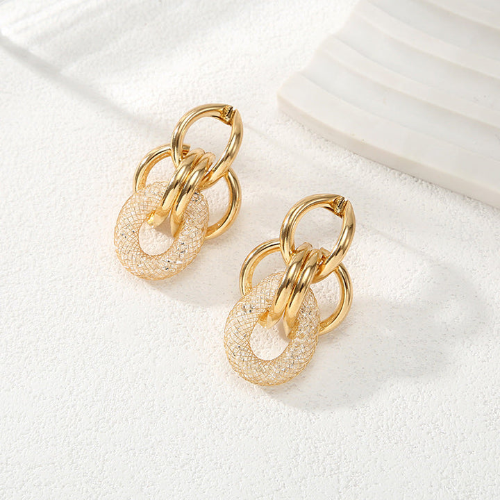 Ladies Hanging Earrings with Innovative, Gold-colored Design Land Girl