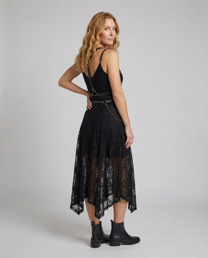 Women's Gothic Mini Dress Lace O Ring