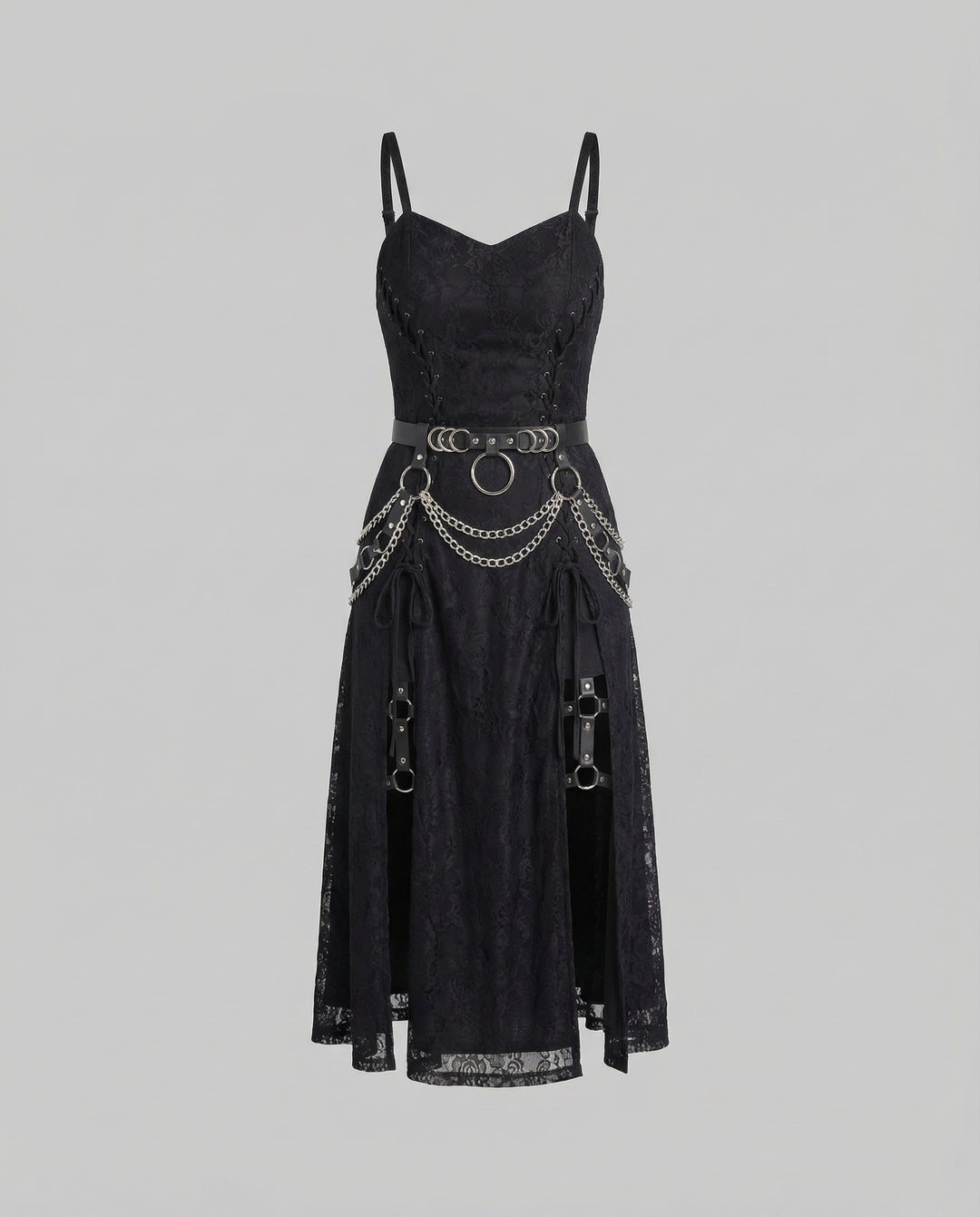 Women's Gothic Mini Dress Lace O Ring
