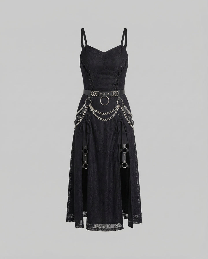Women's Gothic Mini Dress Lace O Ring