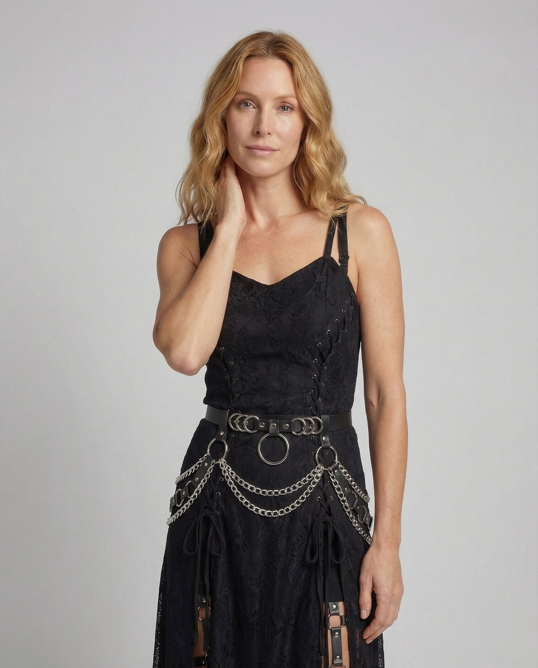 Women's Gothic Mini Dress Lace O Ring