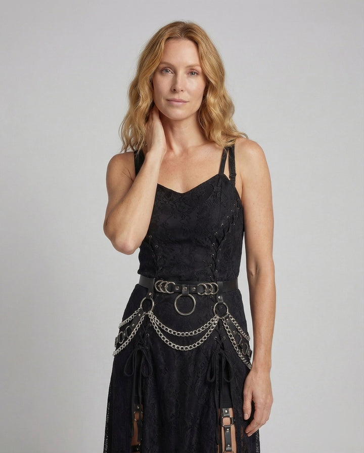 Women's Gothic Mini Dress Lace O Ring